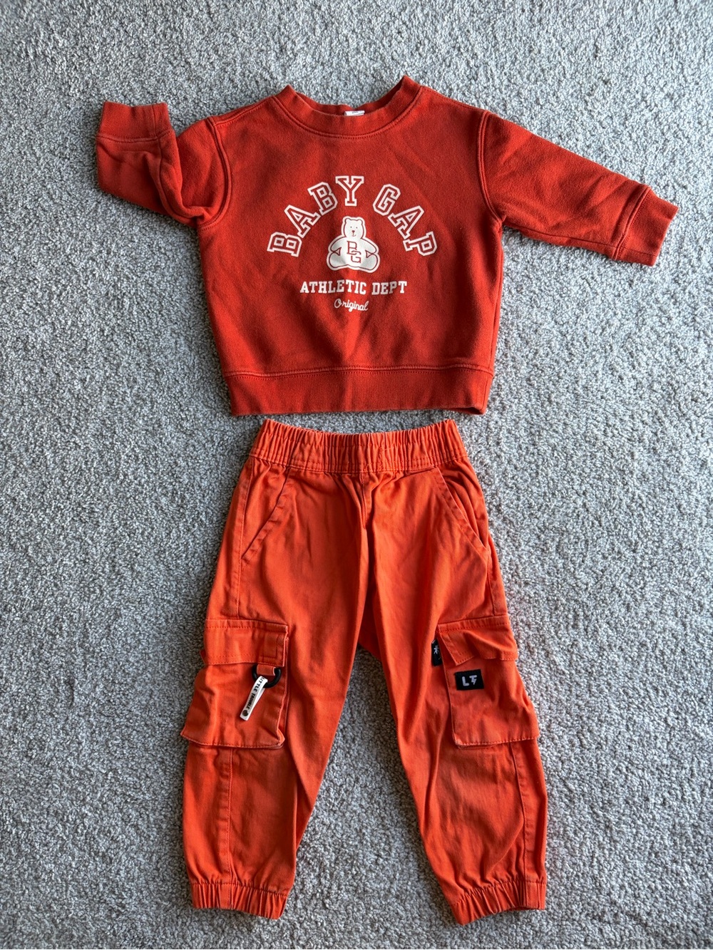 GAP Kids Orange Sweatshirt and Cargo Joggers Set